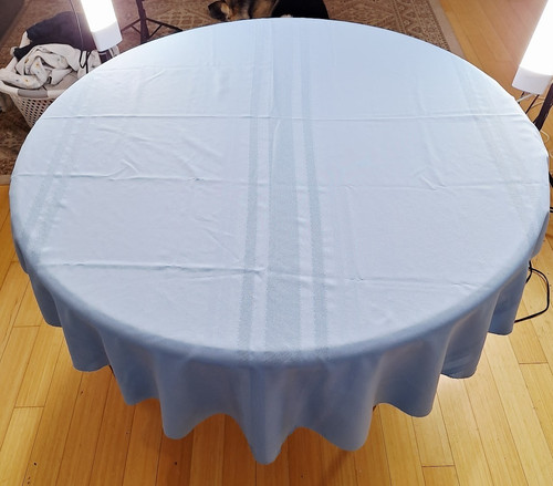 Round light blue - light, tablecloth
