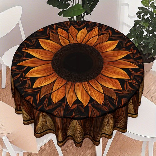 Round tablecloth with wood
