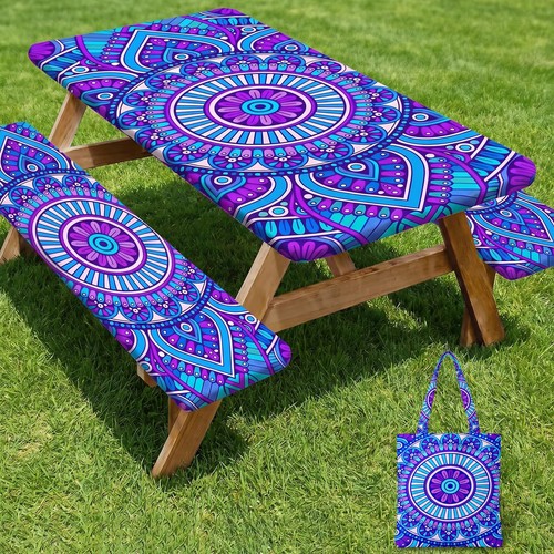 Violet mandala picnic table - mandala,