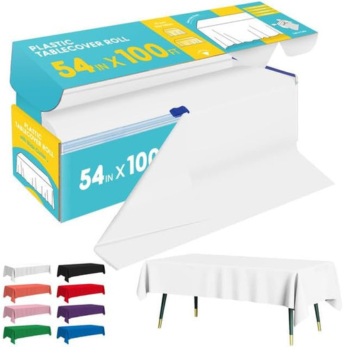 White plastic table - white, cover