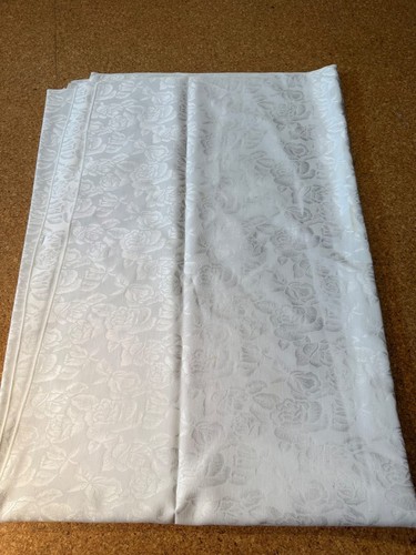 White cotton tablecloth floral - white,
