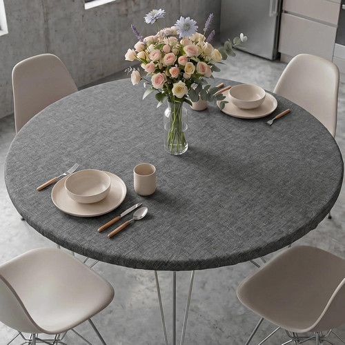 Round faux linen - linen, tablecloth