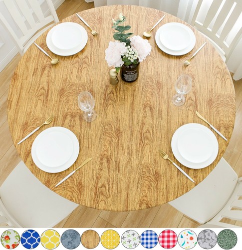 Vinyl tablecloth round fitted - vinyl,