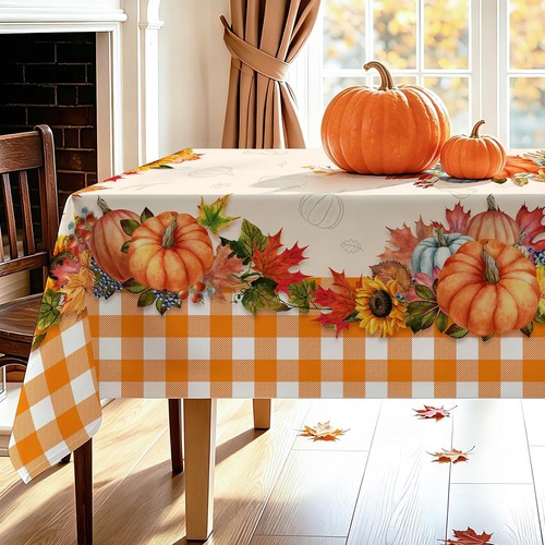 Fall plaid tablecloth 84 - tablecloth,
